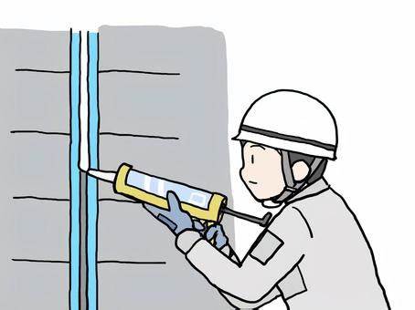 コーキング作業のイラスト